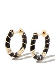 Yvonne Léon 9kt yellow gold enamel diamond hoop earrings - Oro