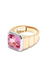 Yvonne Léon 9kt yellow and white gold Chevaliere Princesse crystal signet ring - Oro