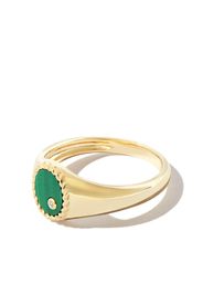 YVONNE LÉON 9kt yellow gold malachite signet ring - Oro