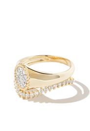 YVONNE LÉON set of two 9kt yellow gold diamond signet rings - Oro