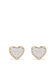 Yvonne Léon 9kt yellow gold diamond heart stud earrings - Oro