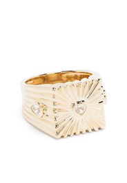 Yvonne Léon 9kt yellow gold white sapphire signet ring - Oro