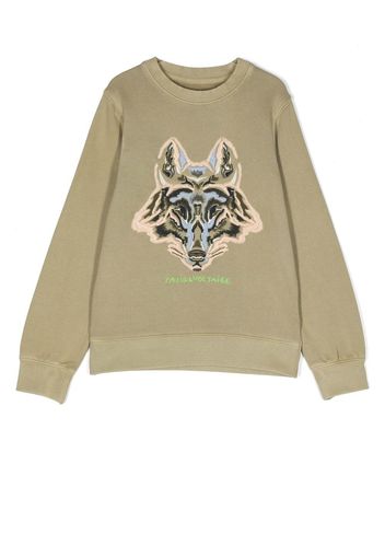 Zadig & Voltaire Kids embroidered-design crew-neck sweatshirt - Verde