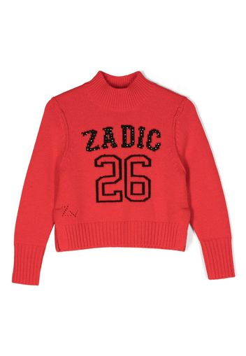 Zadig & Voltaire Kids Maglione con motivo jacquard - Rosso