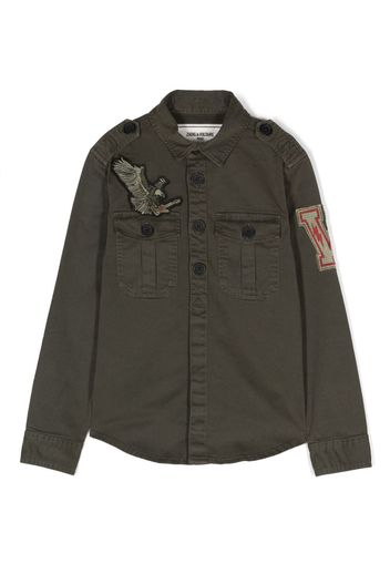 Zadig & Voltaire Kids Giacca-camicia con applicazione - Verde