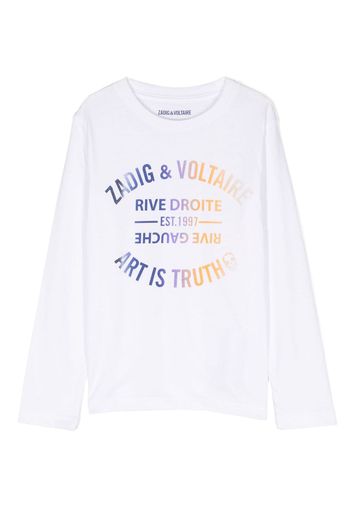 Zadig & Voltaire Kids slogan-print crew-neck T-shirt - Bianco