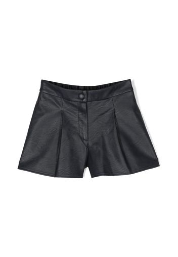 Zadig & Voltaire Kids faux-leather pleat-detail shorts - Blu