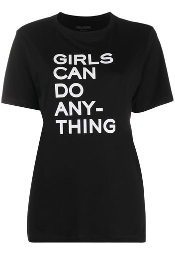 slogan print round neck T-shirt