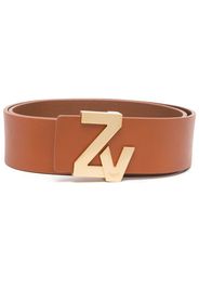 Zadig&Voltaire logo-plaque leather belt - Marrone