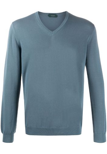 V-neck cotton jumper