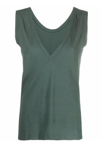 Zanone plunge v-neck tank top - Verde