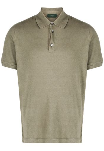 Zanone short-sleeves cotton-linen polo shirt - Verde