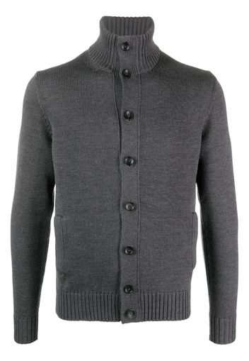 Zanone funnel-neck ribbed-knit cardigan - Grigio