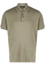 Zanone short-sleeves cotton-linen polo shirt - Verde