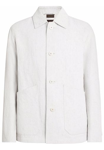 Zegna buttoned-up linen shirt jacket - Bianco