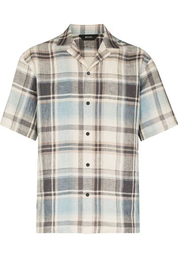 Zegna tartan check short-sleeve shirt - Toni neutri