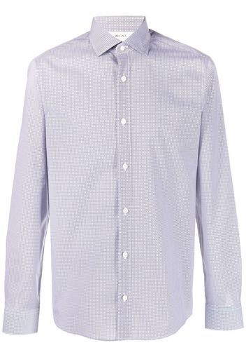 Zegna patterned-jacquard cotton shirt - Blu