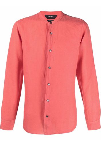 Zegna band-collar linen shirt - Rosso