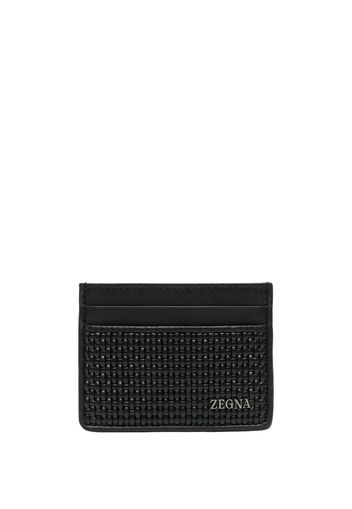 Zegna textured embossed-logo cardholder - Nero