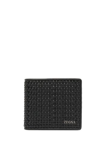 Zegna logo-detail woven leather wallet - Nero