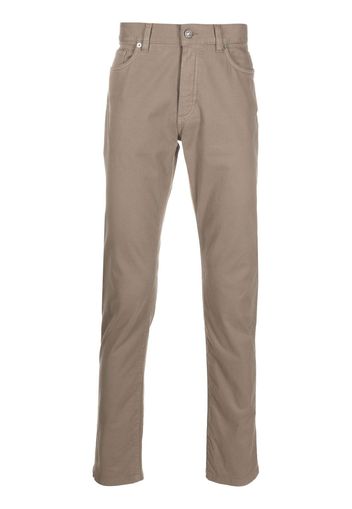 Zegna logo-tag five-pocket straight-leg trousers - Marrone