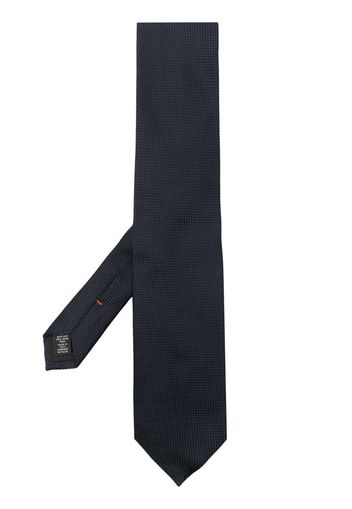 Zegna geometric-embroidered silk tie - Blu