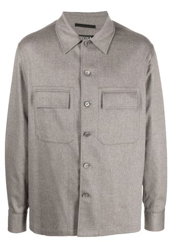 Zegna long-sleeved cashmere shirt - Marrone