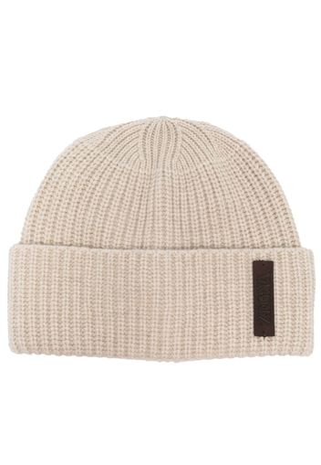 Zegna logo-patch knitted beanie - Toni neutri