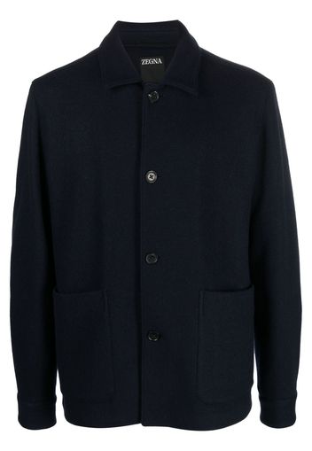 Zegna buttoned-up single-breasted coat - Blu