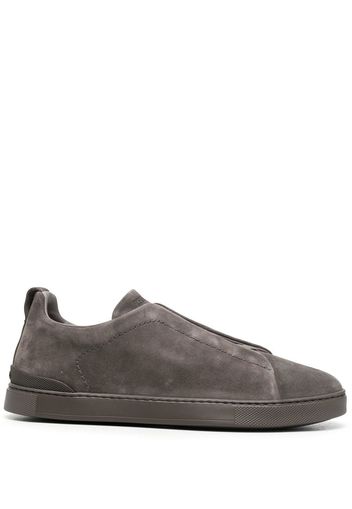 Zegna lo-top suede sneakers - Grigio