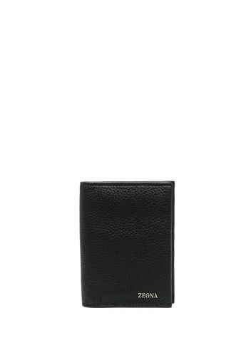 Zegna logo plaque leather cardholder - Nero