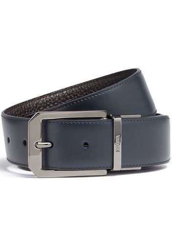Zegna grained leather reversible belt - Blu