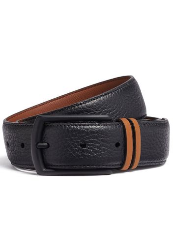 Zegna stripe-detail leather belt - Nero