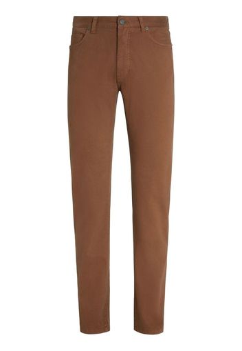 Zegna garment-dyed tapered trousers - Marrone