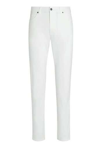 Zegna garment-dyed tapered jeans - Bianco