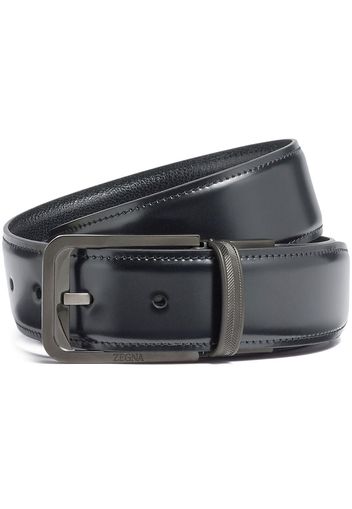 Zegna leather reversible buckle belt - Nero