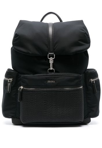 Zegna woven panel backpack - Nero