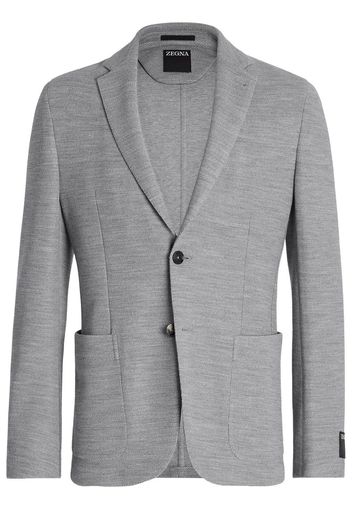 Zegna logo-patch sleeve detail blazer - Grigio