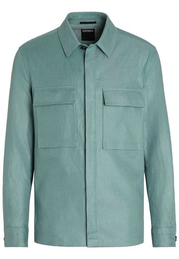 Zegna Pure Linen shirt jacket - Verde