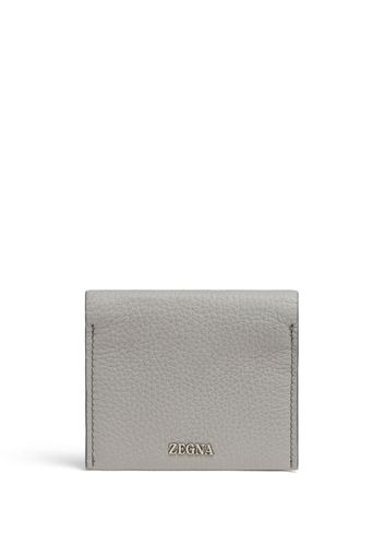 Zegna logo-plaque leather cardholder - Grigio