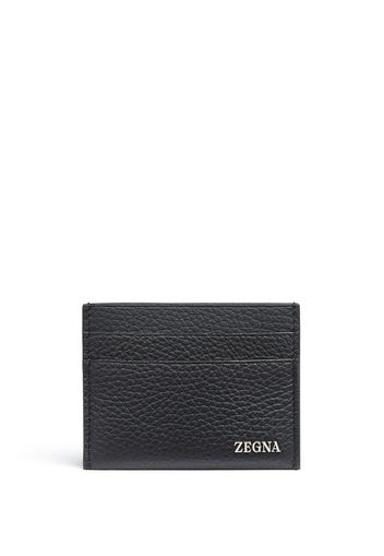Zegna logo-lettering deerskin cardholder - Nero