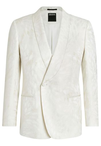 Zegna jacquard-pattern shawl-lapel blazer - White