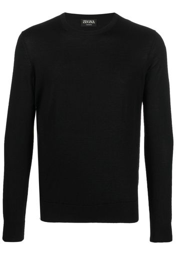 Zegna crew-neck cashmere-silk jumper - Nero