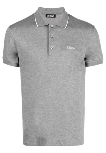 Zegna embroidered-logo polo collar - Grigio