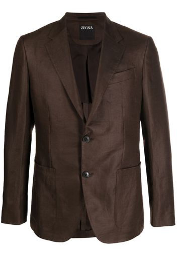 Zegna single-breasted linen blazer - Marrone