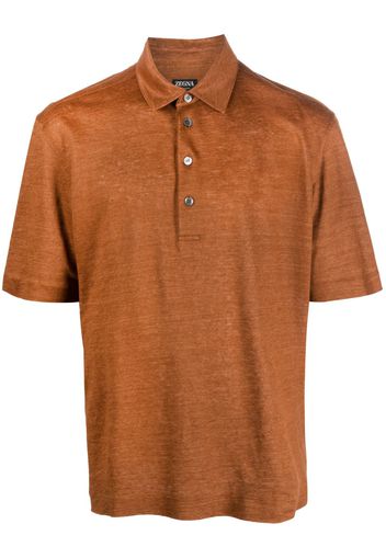Zegna short-sleeve linen polo shirt - Marrone