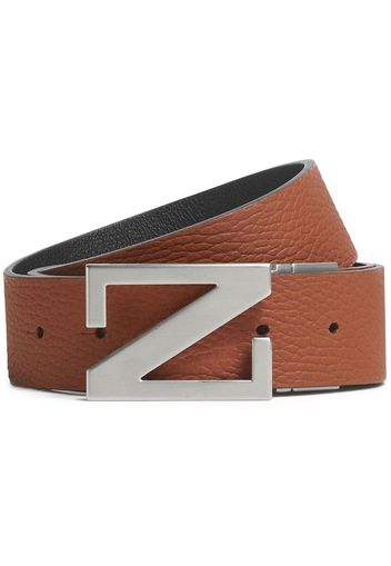 Zegna Cintura reversibile con placca logo - Marrone