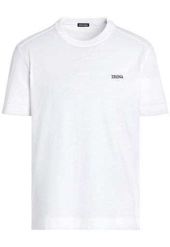 Zegna logo-embroidered short-sleeve T-shirt - Bianco