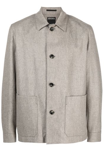 Zegna button-fastening wool shirt jacket - Grigio