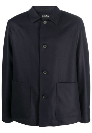 Zegna button-up wool shirt jacket - Nero